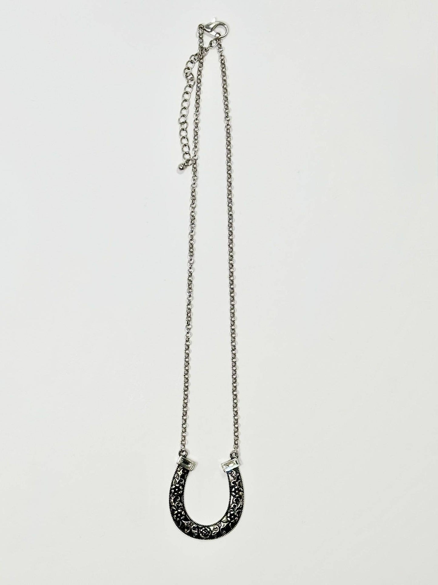 18K Gold Plated Horse Shoe Necklace with Rhinestones