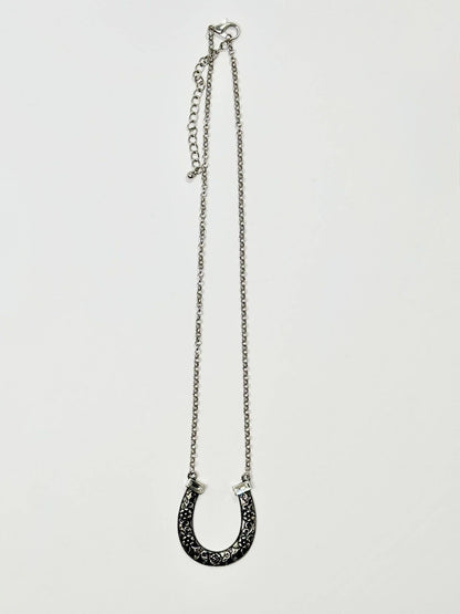 18K Gold Plated Horse Shoe Necklace with Rhinestones