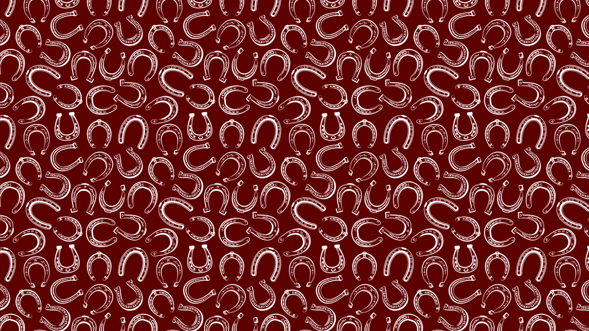 100% Silk Twilly Scarf with Horse Shoe Pattern: Red