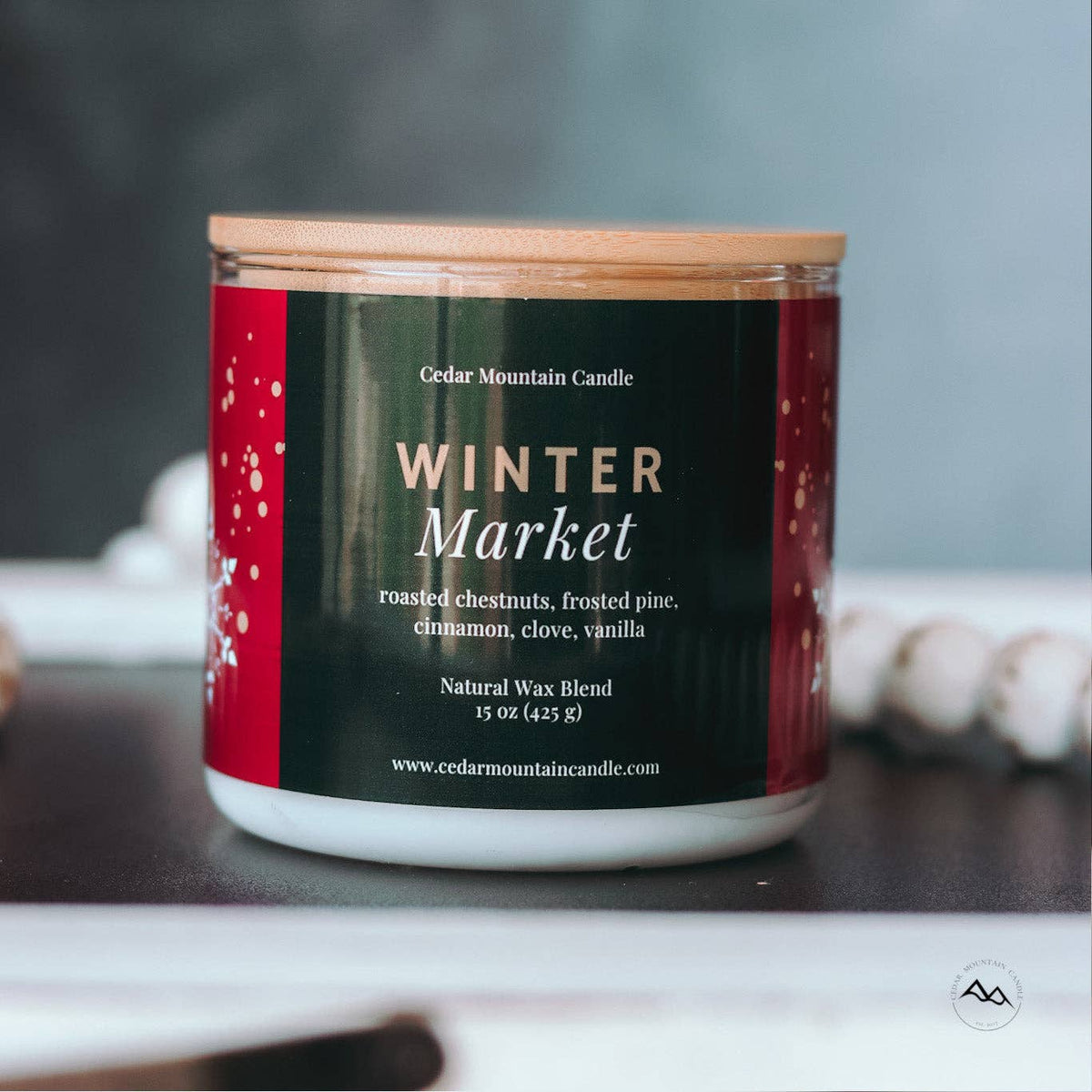 Winter Market - 3 Wick Jar Candle - Wrap Around Label