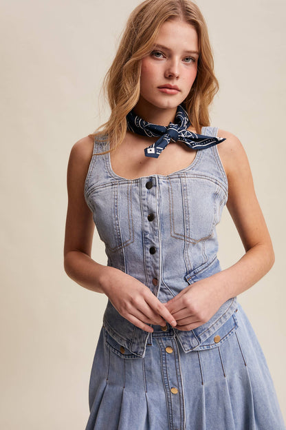 Denim Corset Vest Top
