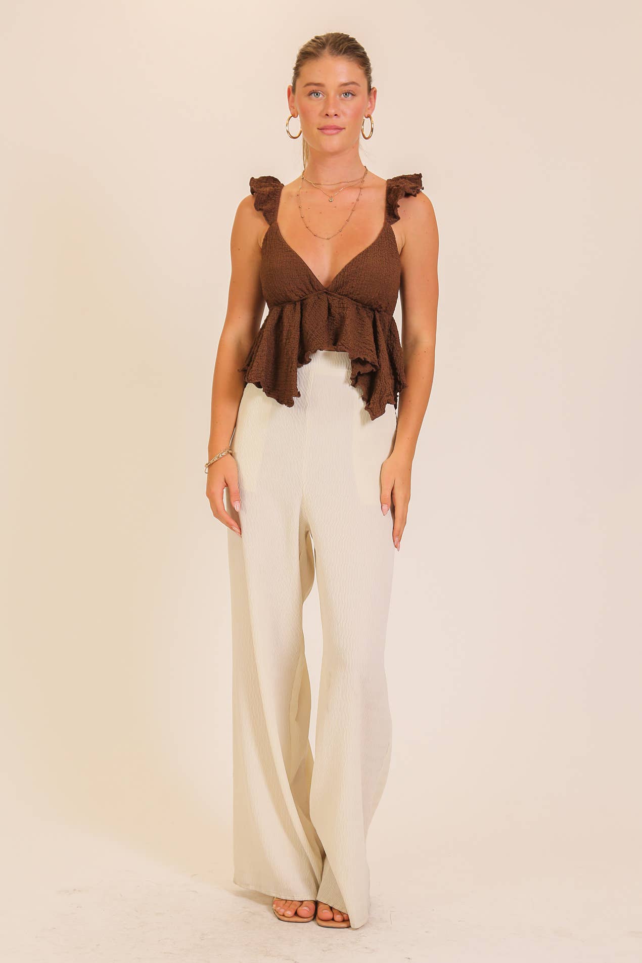 Open Back Ruffle Peplum Top