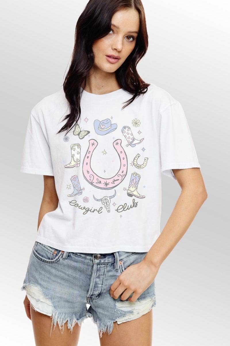 Cowgirl Club Graphic Croped Tee
