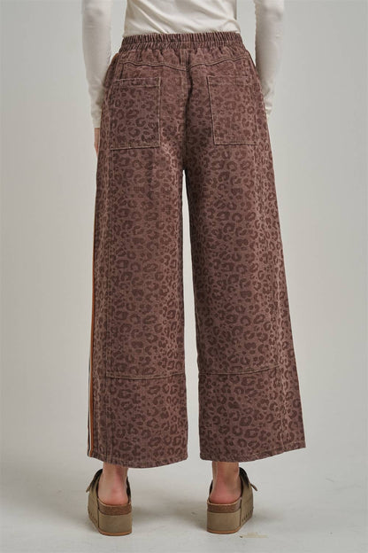 FALL VINTAGE LEOPARD WIDE LEG PANTS