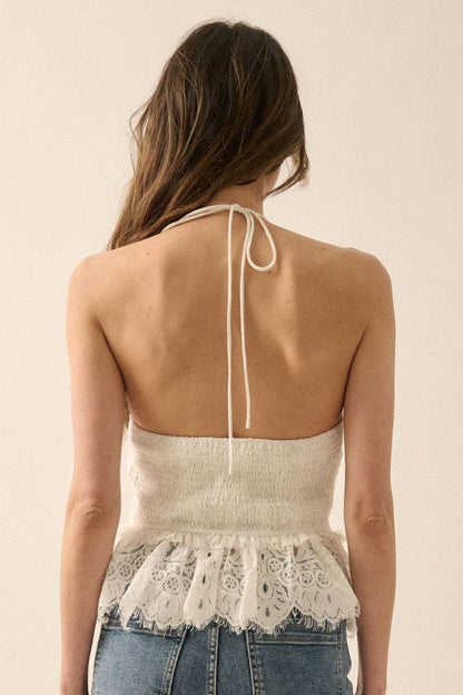 Lace Ruffle Halter Cami Top