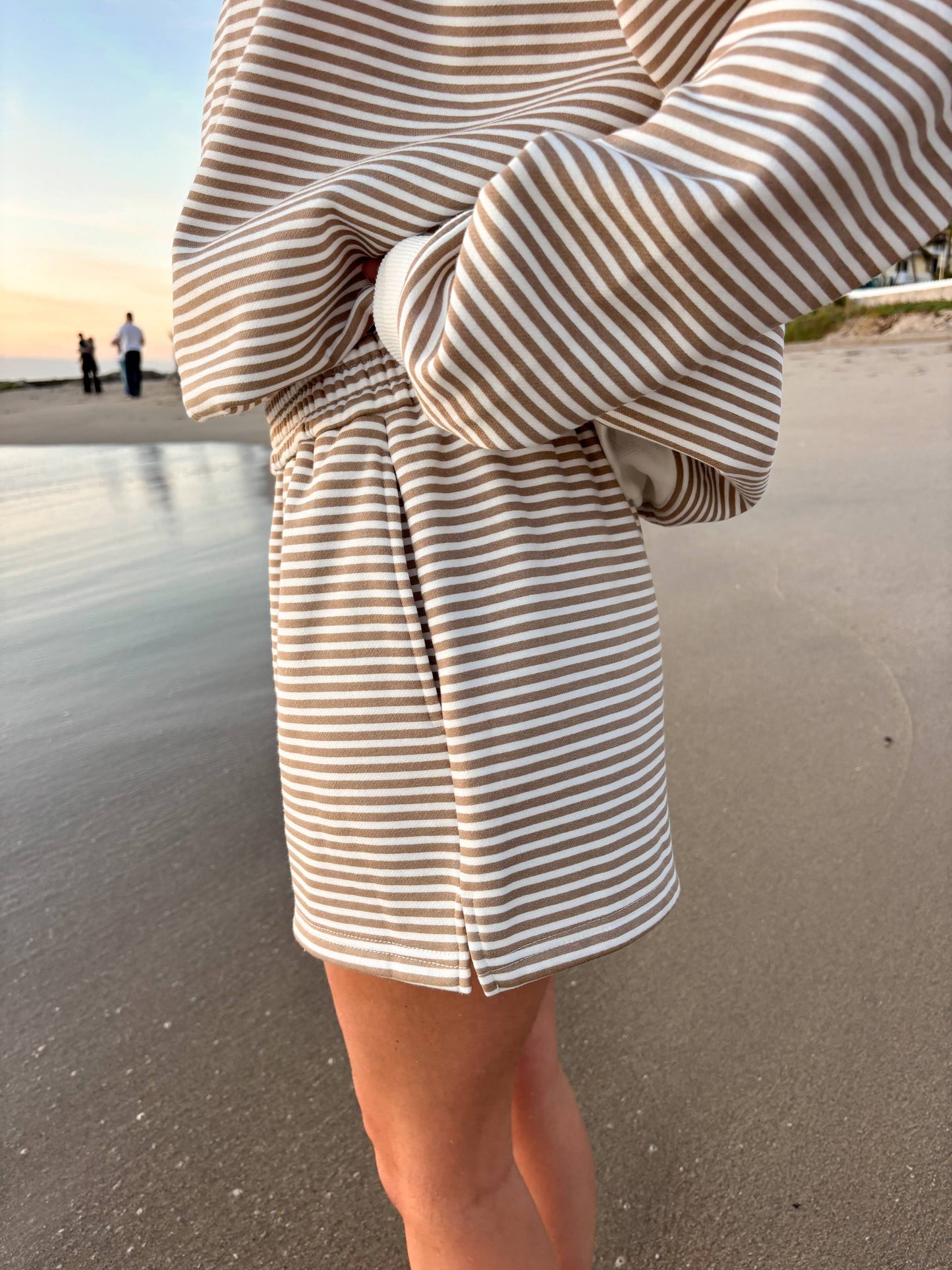 Brown & White Striped Shorts