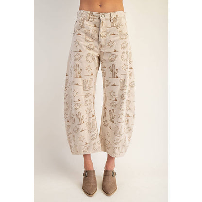 Western Barrel Leg Jeans