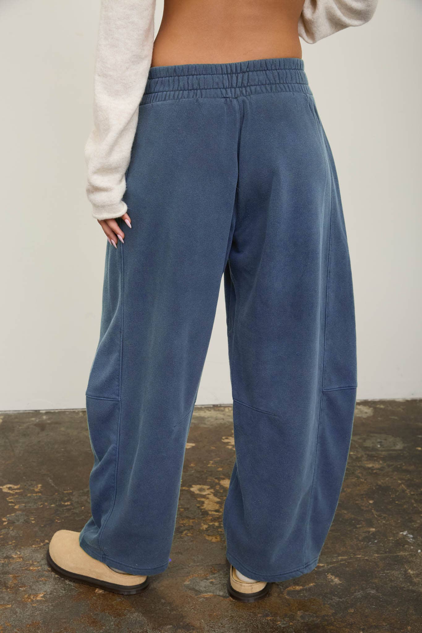 Smocked Waist Barrelled Sweatpants