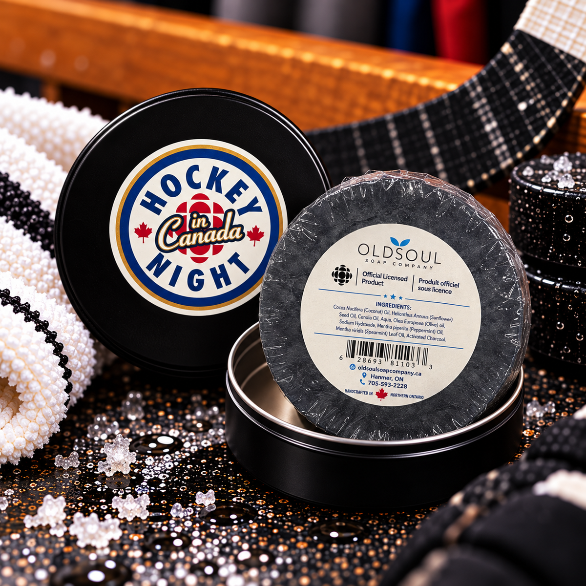Hockey Puck Soap + Tin