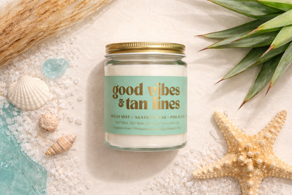 GOOD VIBES & TAN LINES | NON TOXIC SOY WAX CANDLE | SUMMER COLLECTION