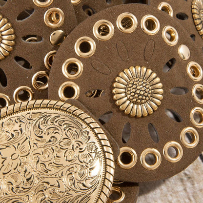 Western Concho Disc Oval Buckle Belt