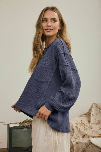 V-Neck Ribbed Top