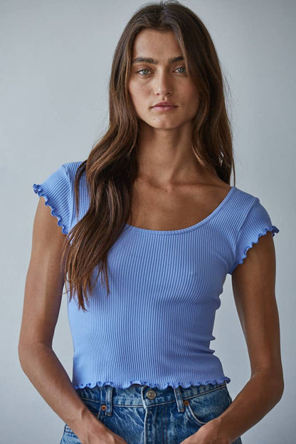 Ribbed Merrow Detail Crop Top