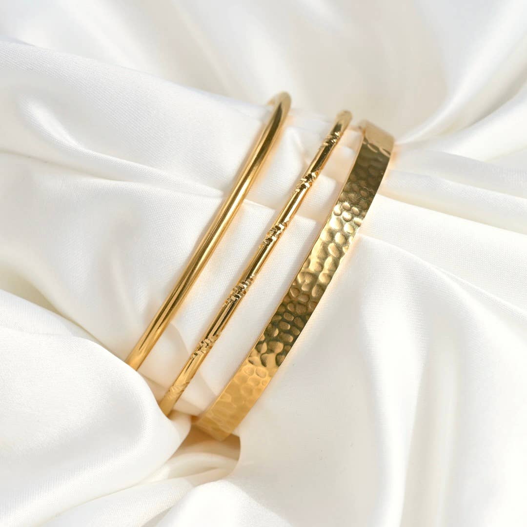 Slim Gold Cuff Bracelets - 3 piece set