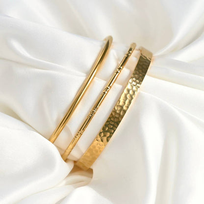 Slim Gold Cuff Bracelets - 3 piece set