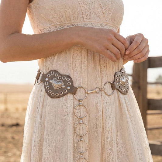 Heart Concho Ring Chain Belt