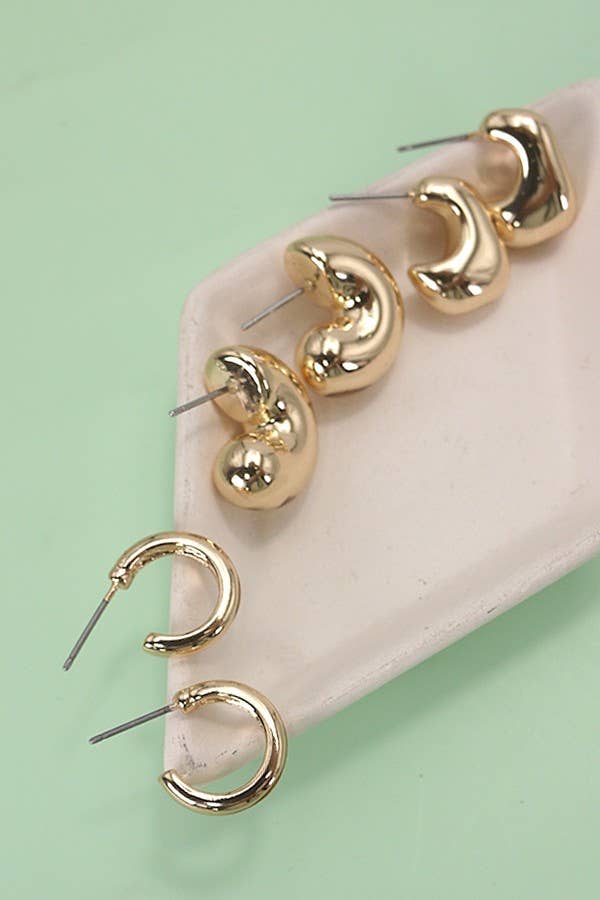 Bubble Hoop Huggie Trio