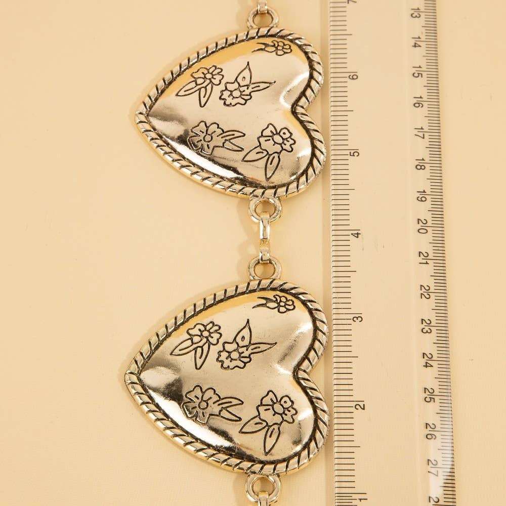 Floral Engraved Heart Chain Belt