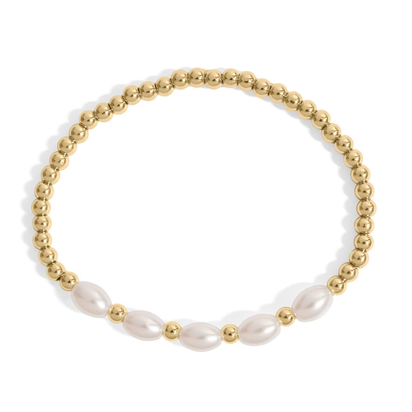 Gold and Pearl Stretch Bracelet