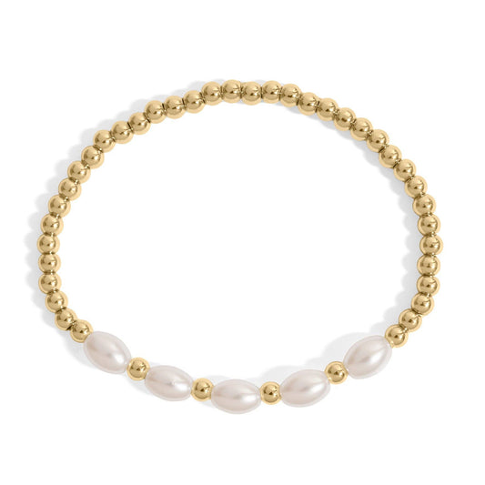 Gold and Pearl Stretch Bracelet