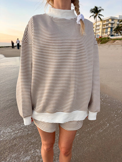 Striped Mockneck Sweatshirt
