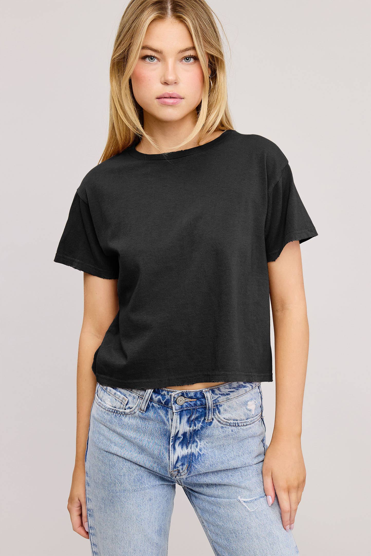 Basic Tee with Distressed Edges