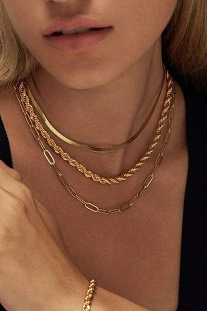 18K STAINLESS STEEL TARNISH FREE LAYERED NECKLACE