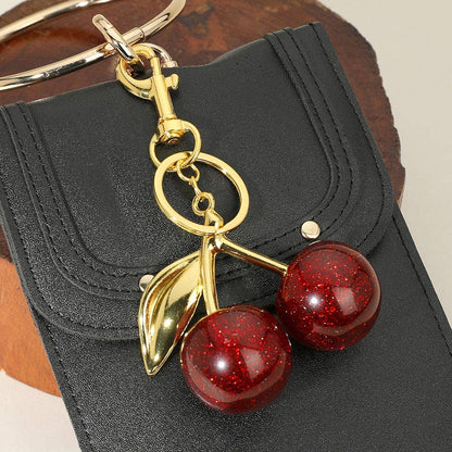 Glittered Cherry Keychain / Bag Charm
