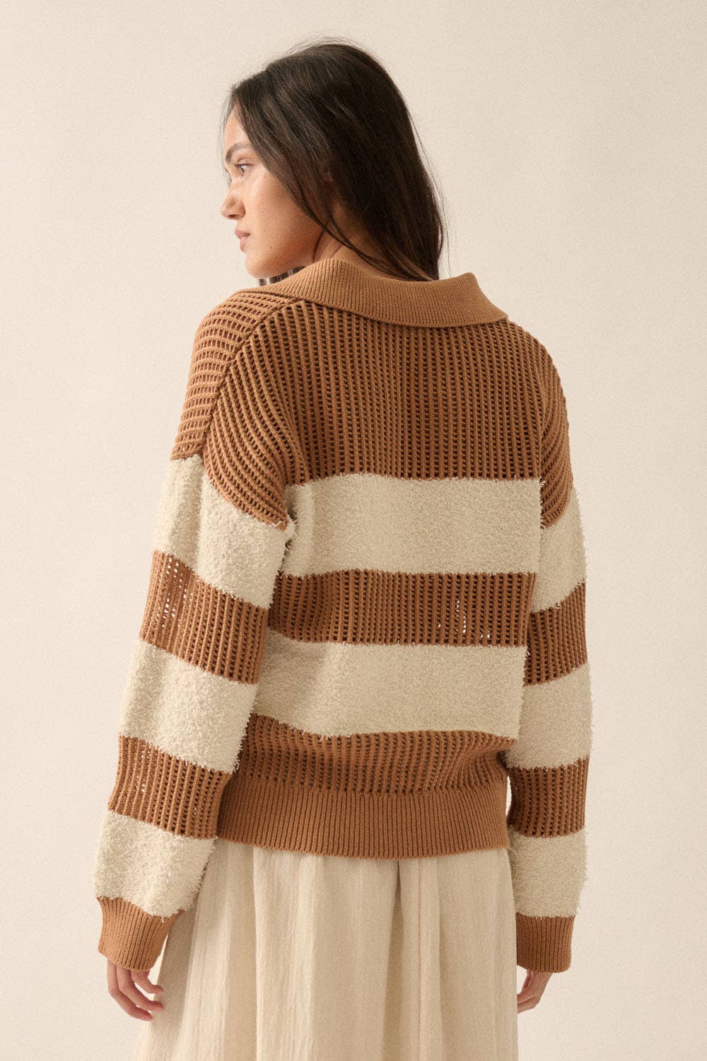 The Sierra Knit Striped Collared Sweater