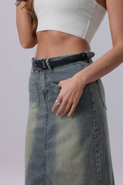 Antique Floral Engraved Western Skinny Belt