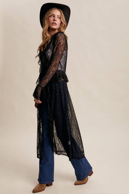 Sheer Lace Ruffle Duster