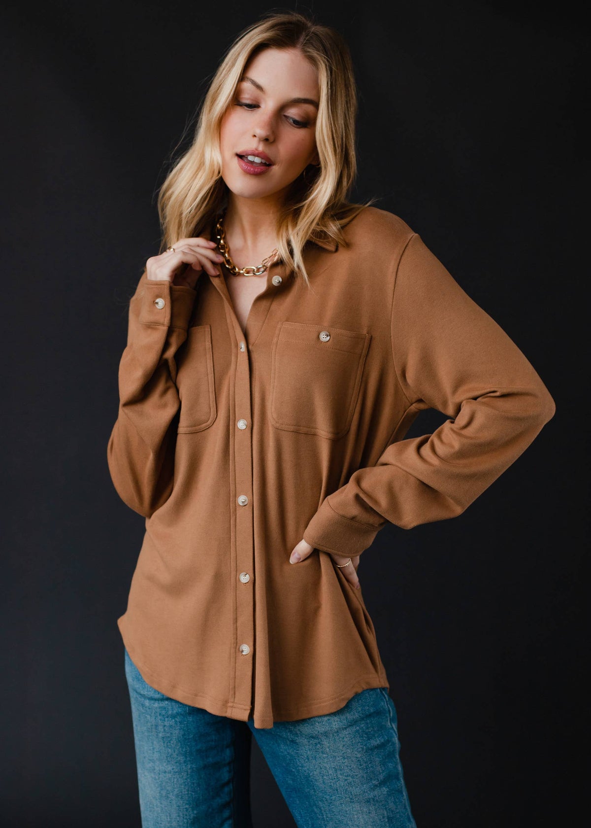 Tan Button Up