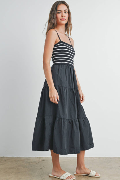 Knit Top Tiered Maxi Dress
