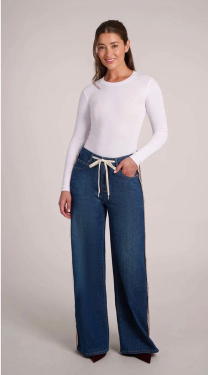 Lily Stripe Detail Wide Leg Jeans