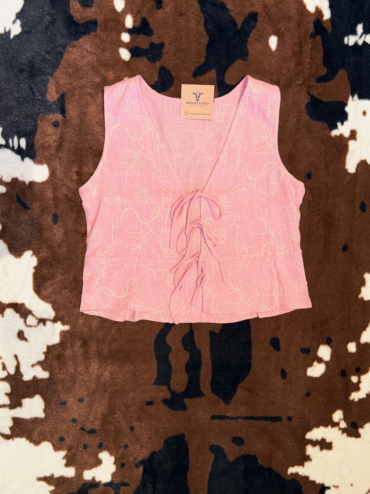 Lora Linen Front-Tie Top