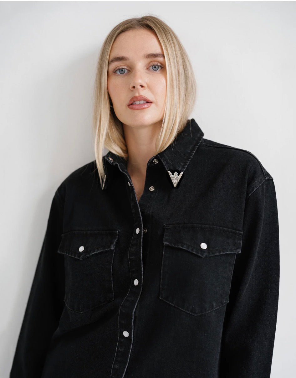 Black Jolene Denim Shirt