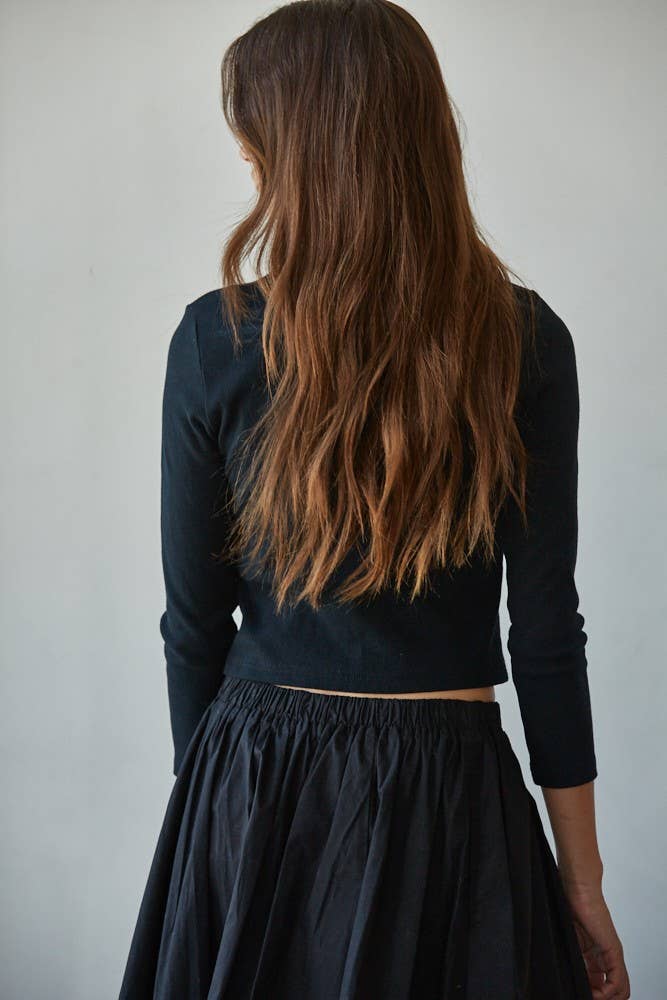 Knit Cotton Spandex Ribbed Long Sleeve Cardigan