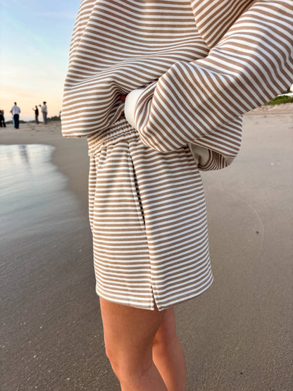 Brown & White Striped Shorts