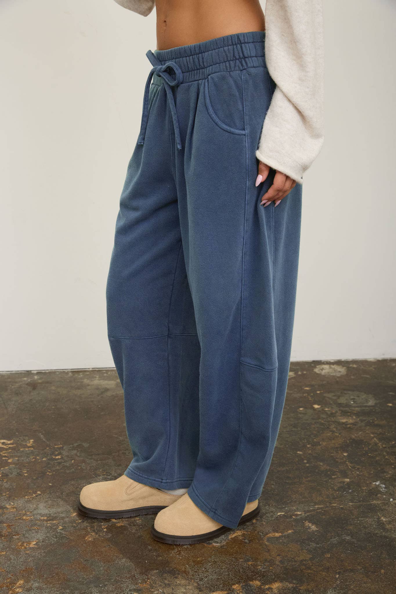 Smocked Waist Barrelled Sweatpants
