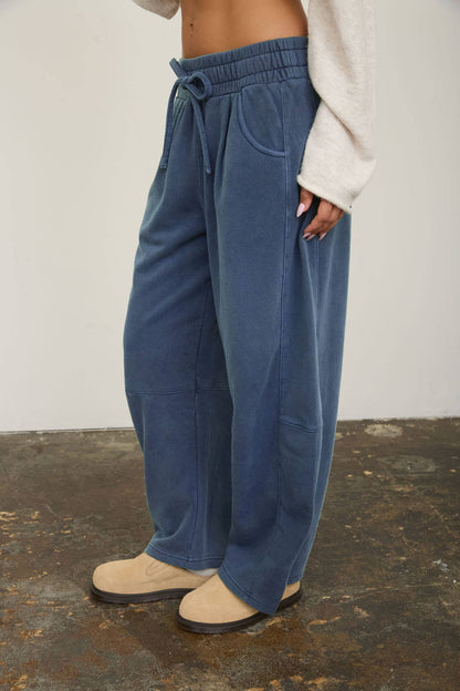 Smocked Waist Barrelled Sweatpants
