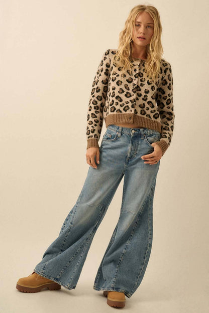 Leopard Button-Front Cardigan