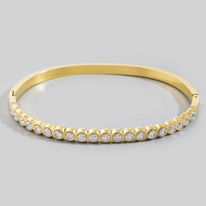 Bezel Set Crystal Hinged Bangle Bracelet