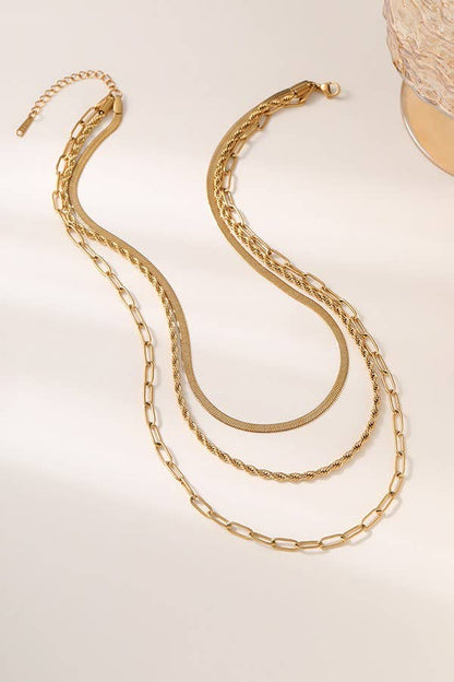18K STAINLESS STEEL TARNISH FREE LAYERED NECKLACE