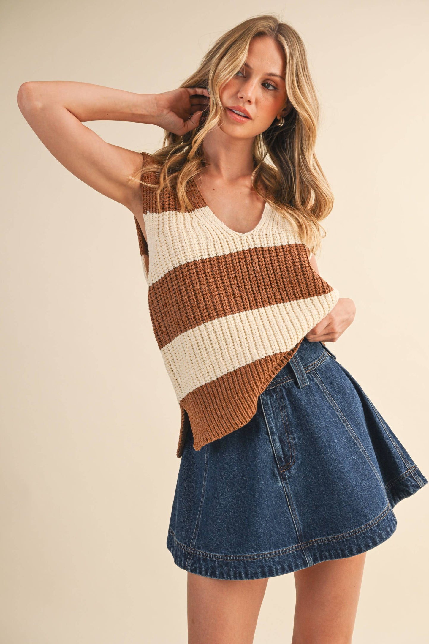 Striped Sweater Vest Top