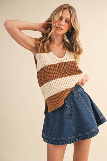 Striped Sweater Vest Top