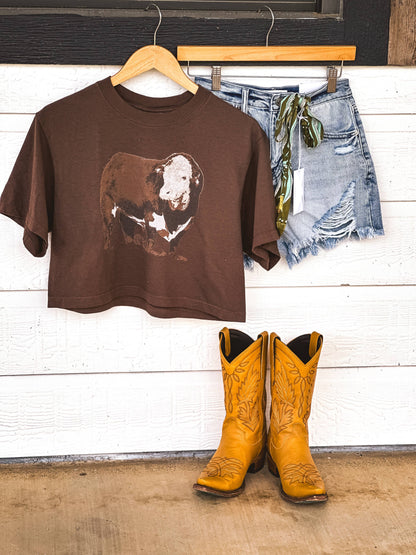 The Hereford Bull Crop Tee