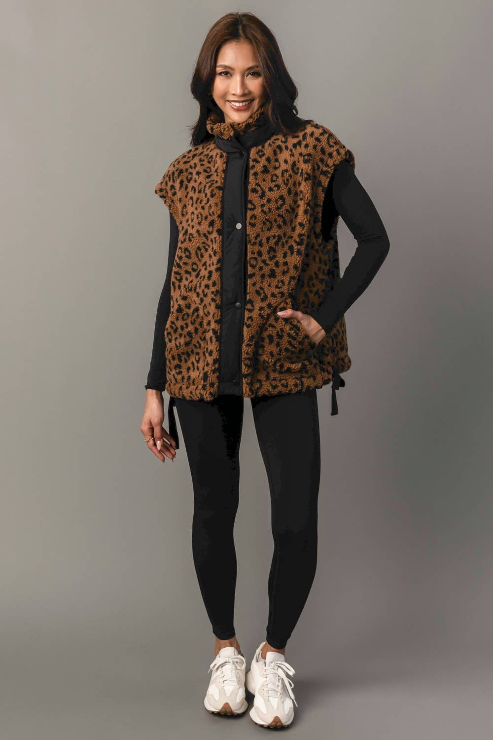 Brown & Black Leopard Fleece Vest