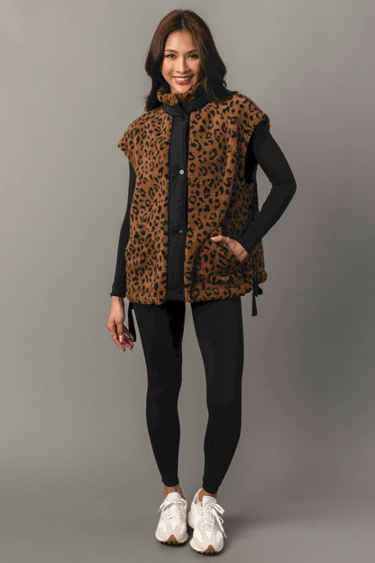 Brown & Black Leopard Fleece Vest