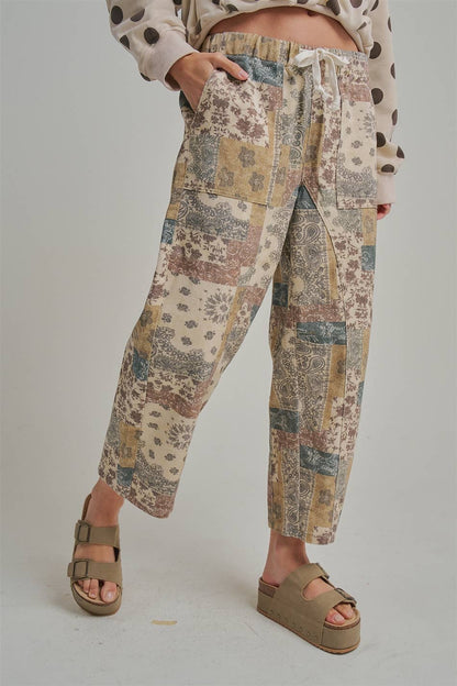 Mid-Rise Casual Mixed Print Pants