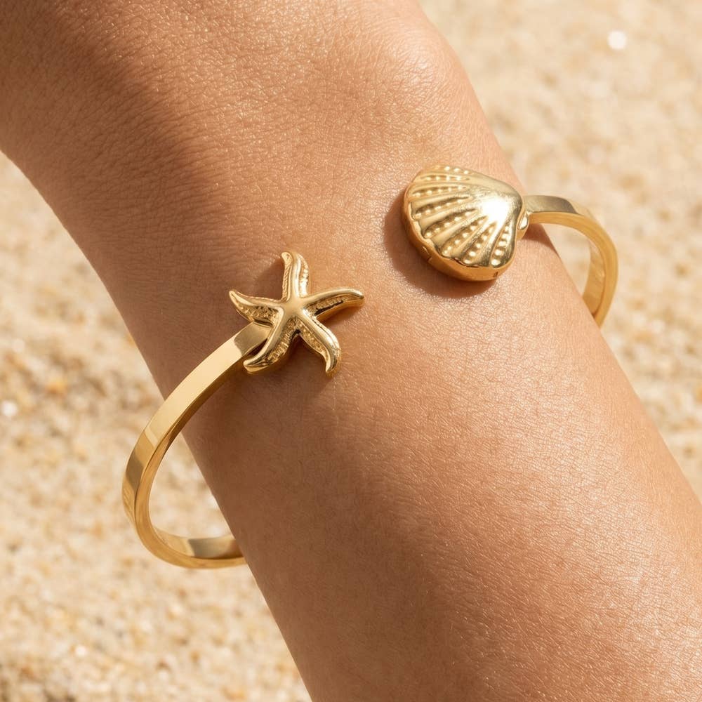 Starfish And Shell Cuff Bracelet